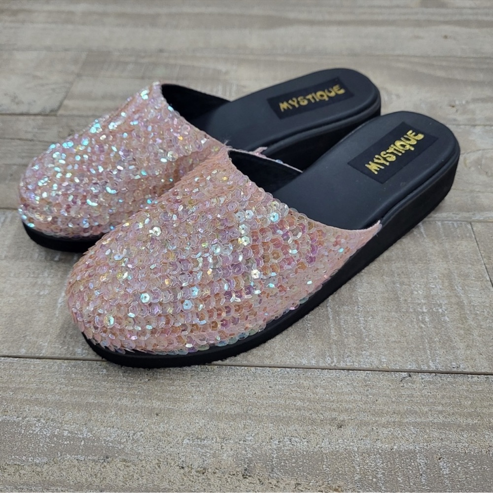 MYSTIQUE BOUTIQUE | Embellished Slip On Sandals in Pink